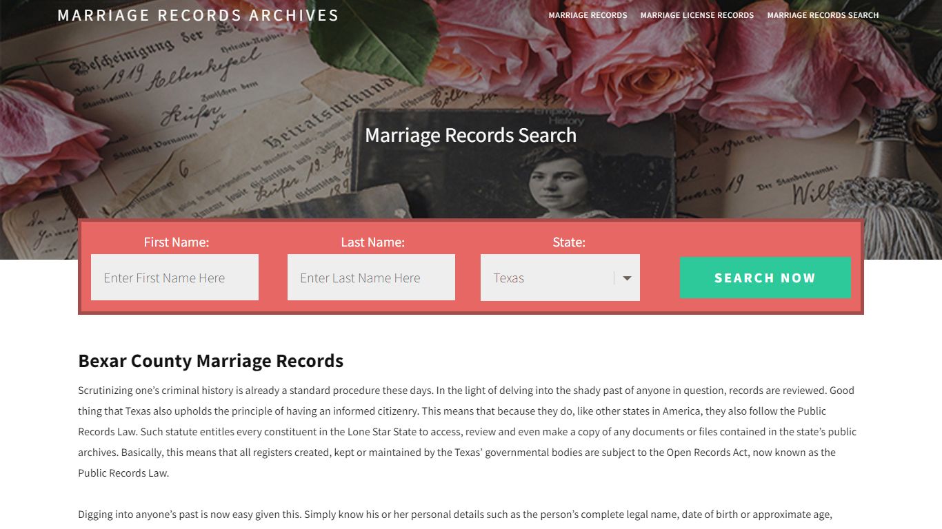 Bexar County Marriage Records