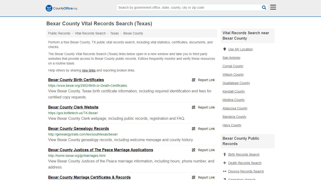 Vital Records Search - Bexar County, TX (Birth, Death, Marriage ...